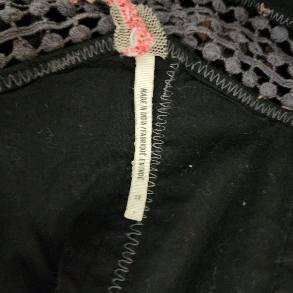 Vintage Y2K Corset Vest Womens Size 10 Black Floral Ruffles Boning - Picture 6 of 8